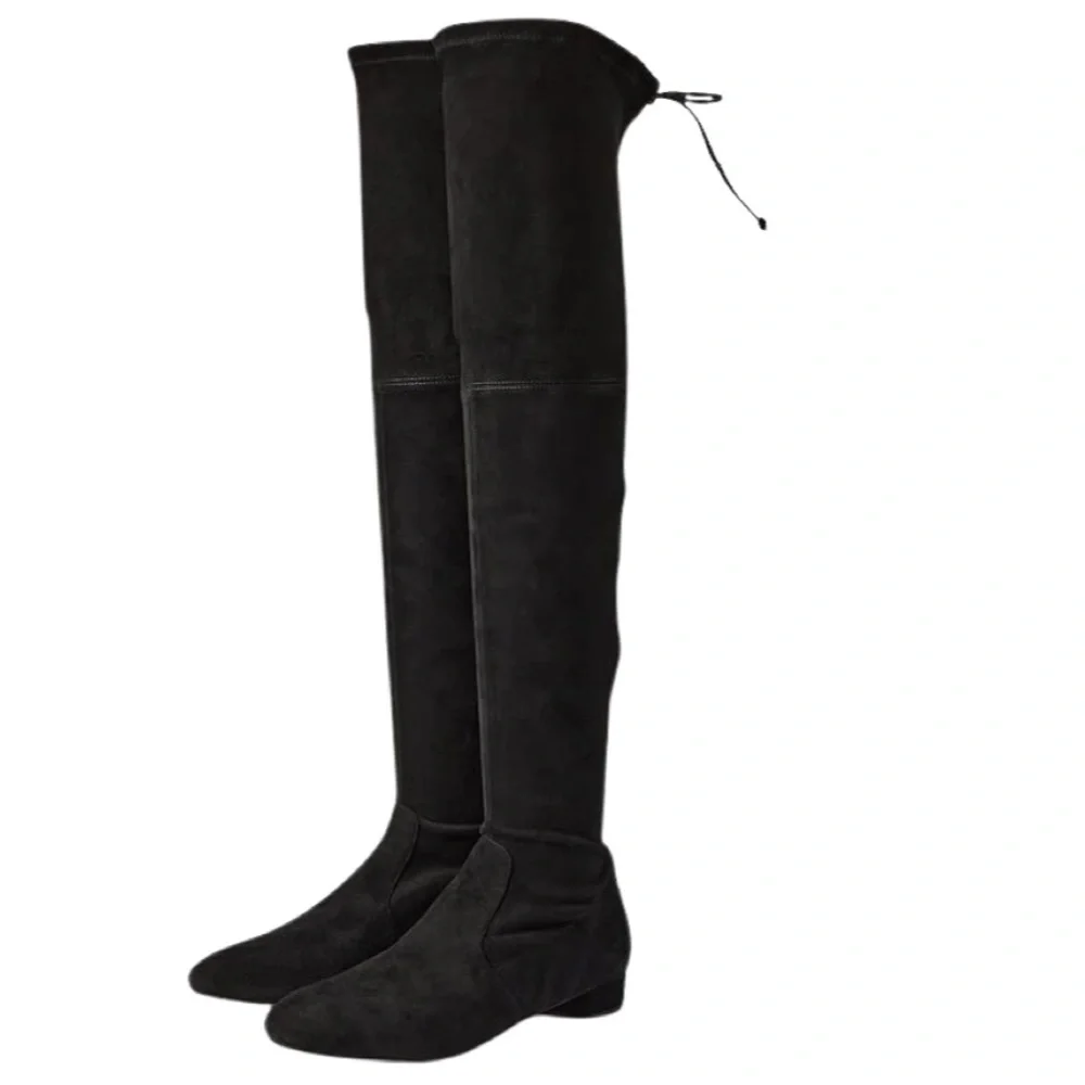 Stuart Weitzman Suede Genna 25 Over the Knee City Boot Size 6.5 Black Pull On